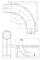 Dimensional Drawing for The Dryer-Ell - 90 Degree Long Turn 28 Gauge Dryer Elbows